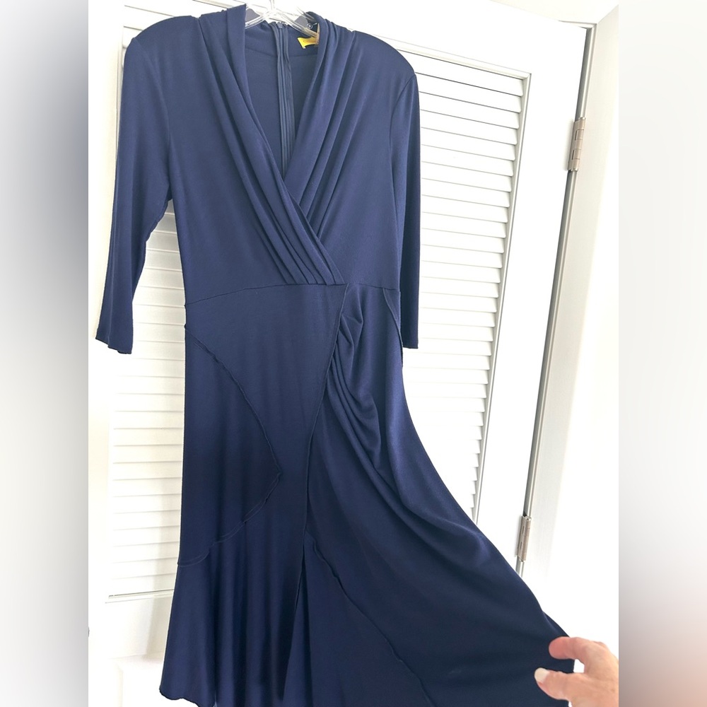 Catherine Malandrino Blue Wrap Tie Front Sheath Dress
